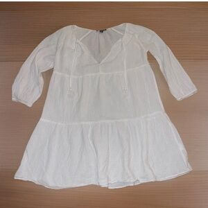 J Crew Women’s White 100% Cotton Tiered Dress XS Peasant Boho Festival Cottage